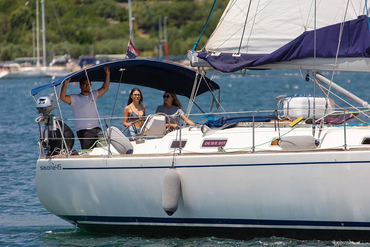 Cockpit of Nati, a AD Boats Salona 45 sailboat at Punat, Croatia