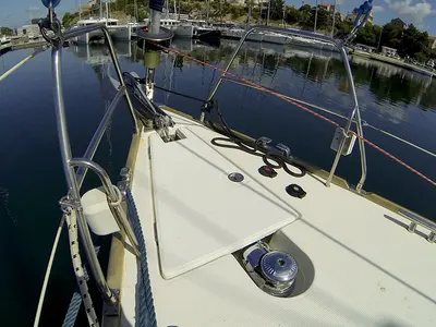 Deck of Nati, a AD Boats Salona 45 sailboat at Punat, Croatia