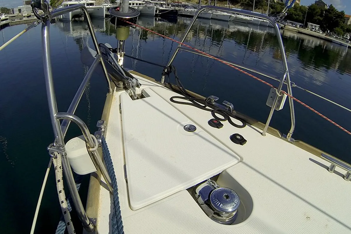 Deck of Nati, a AD Boats Salona 45 sailboat at Punat, Croatia