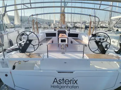 Cockpit of Asterix, a Dufour 470 sailboat at Punat, Croatia