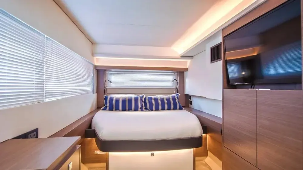 Cabin on Akula, a Leopard 53 PC catamaran at Roche Caiman, Seychelles