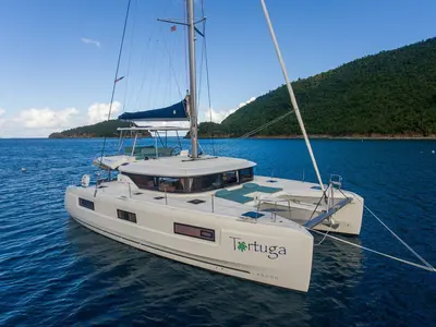 Exterior view of Tortuga, a Lagoon 46 catamaran at Road Town, British Virgin Islands