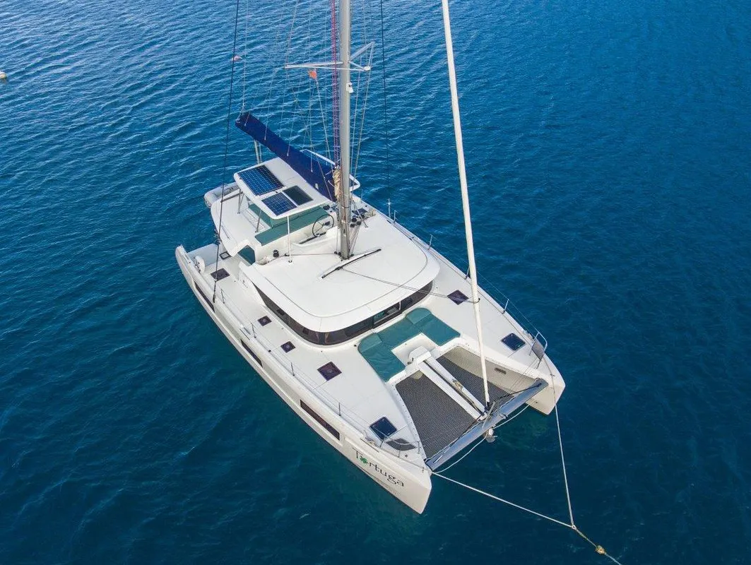 Exterior view of Tortuga, a Lagoon 46 catamaran at Road Town, British Virgin Islands
