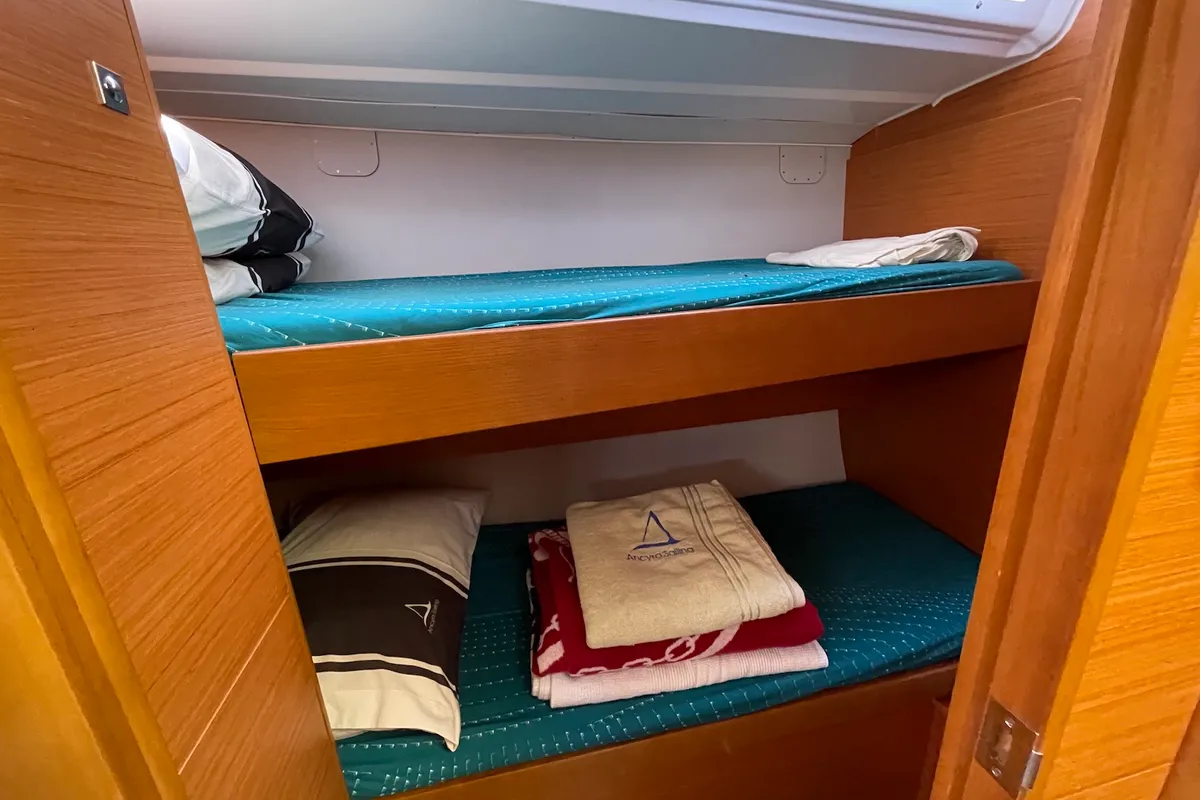Cabin on Sweet, a Dufour 430 GL sailboat at Fethiye, Turkey