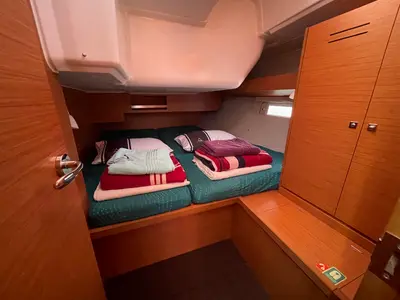 Cabin on Sweet, a Dufour 430 GL sailboat at Fethiye, Turkey