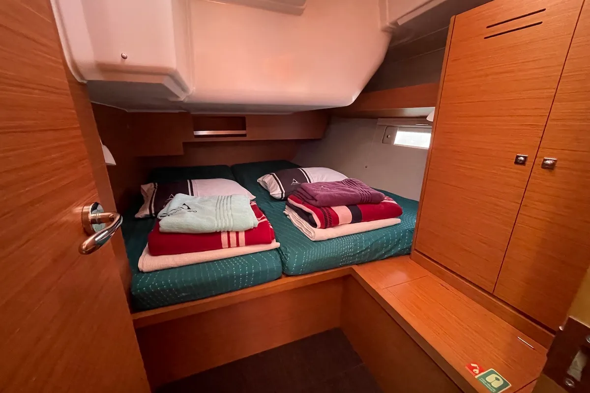 Cabin on Sweet, a Dufour 430 GL sailboat at Fethiye, Turkey