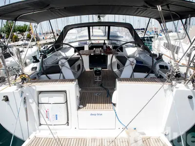 Cockpit of Deep Blue, a Hanse 415 sailboat at Lavreotiki Municipal Unit, Greece