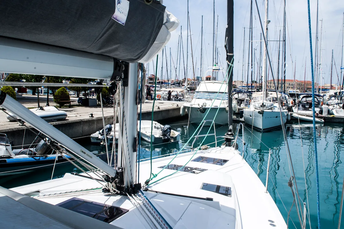Deck of Deep Blue, a Hanse 415 sailboat at Lavreotiki Municipal Unit, Greece
