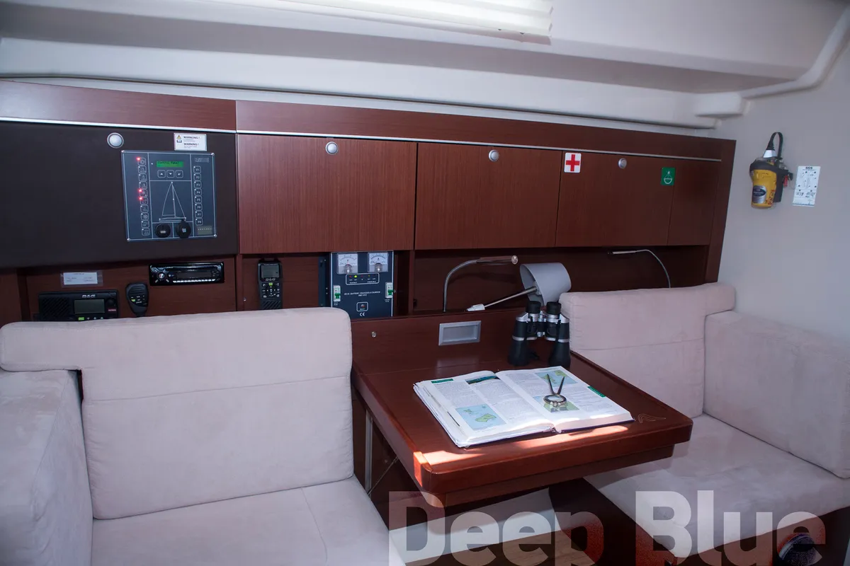 Salon of Deep Blue, a Hanse 415 sailboat at Lavreotiki Municipal Unit, Greece