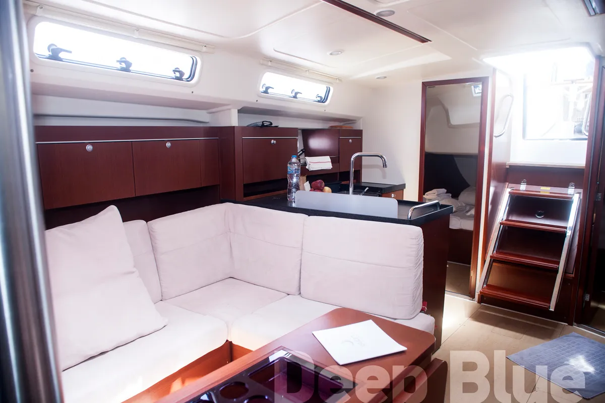 Salon of Deep Blue, a Hanse 415 sailboat at Lavreotiki Municipal Unit, Greece