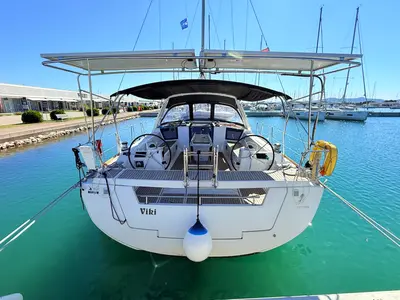 Cockpit of Viki, a Beneteau Oceanis 45 sailboat at Općina Sukošan, Croatia