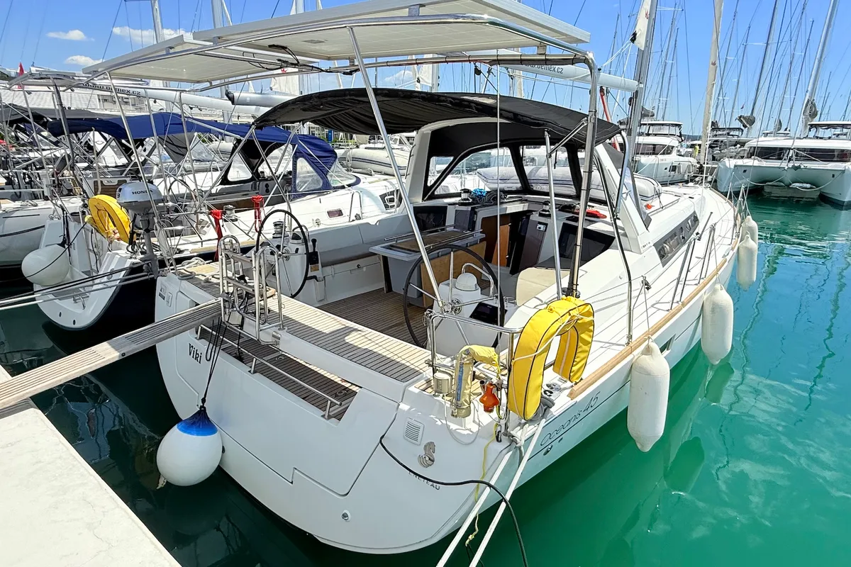 Cockpit of Viki, a Beneteau Oceanis 45 sailboat at Općina Sukošan, Croatia