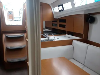 Salon of Diana, a Jeanneau Sun Odyssey 380 sailboat at Procida, Italy