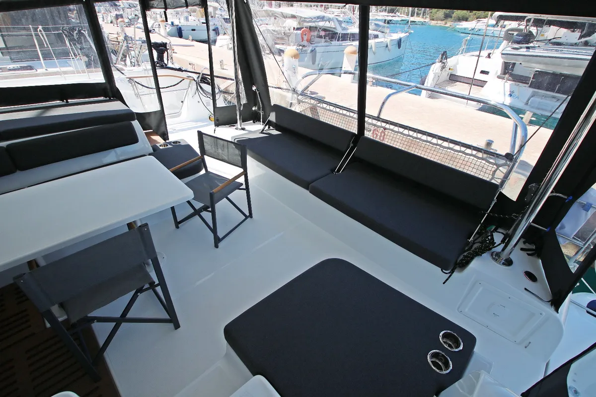 Deck of Solution, a Lagoon 43 catamaran at Rogoznica, Croatia