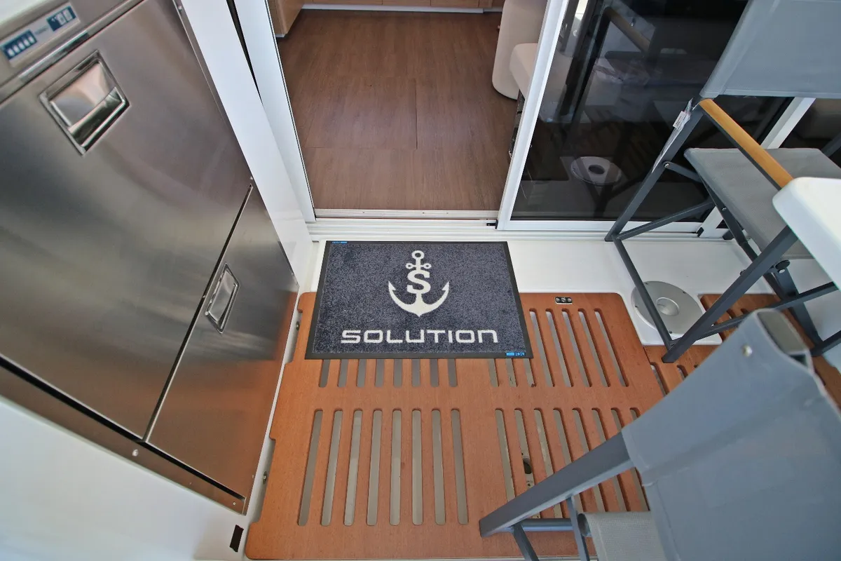 Deck of Solution, a Lagoon 43 catamaran at Rogoznica, Croatia