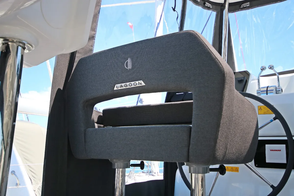 Cockpit of Solution, a Lagoon 43 catamaran at Rogoznica, Croatia