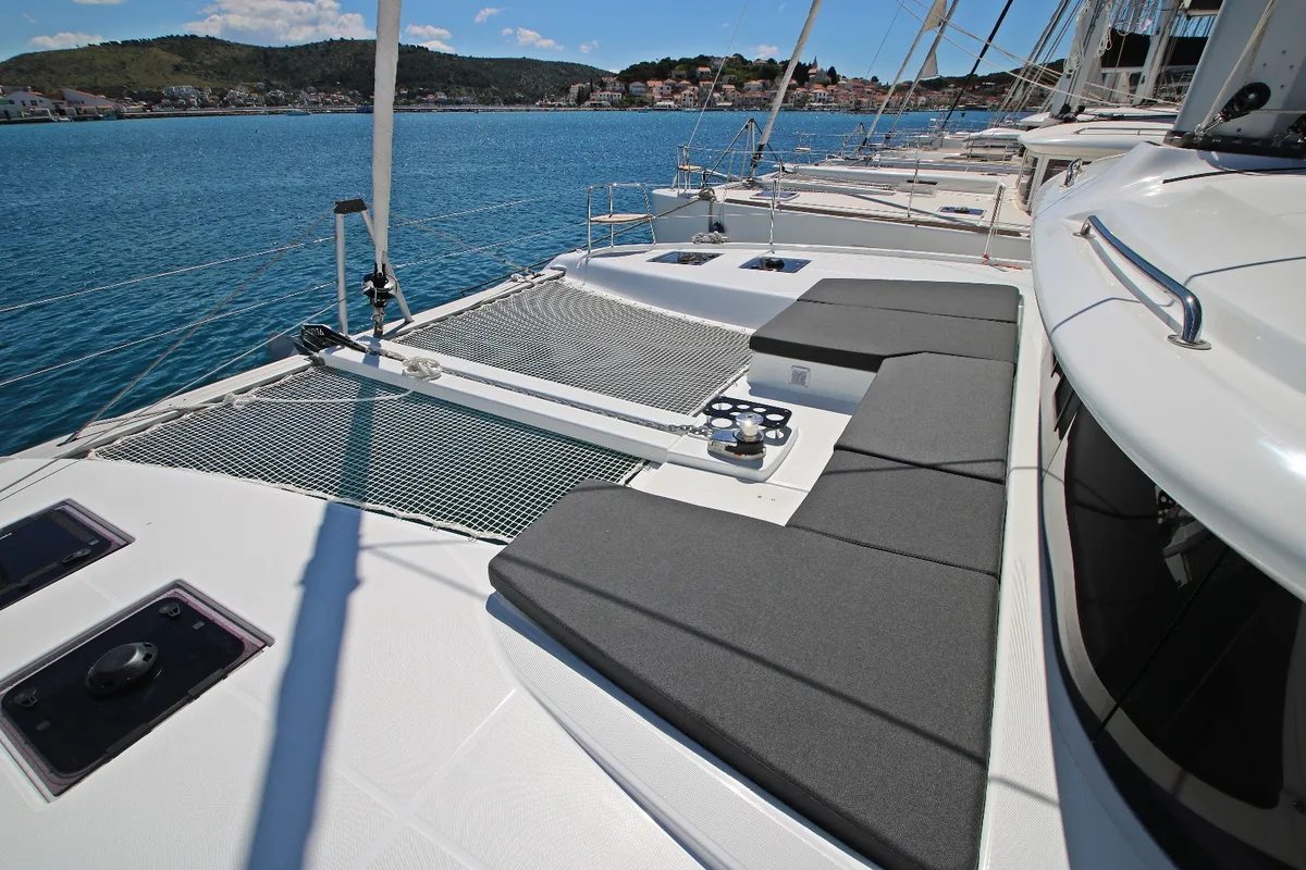 Deck of Solution, a Lagoon 43 catamaran at Rogoznica, Croatia