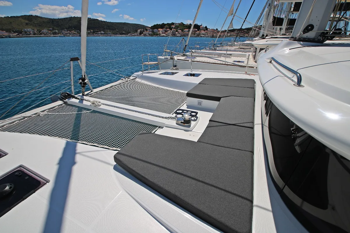 Deck of Solution, a Lagoon 43 catamaran at Rogoznica, Croatia