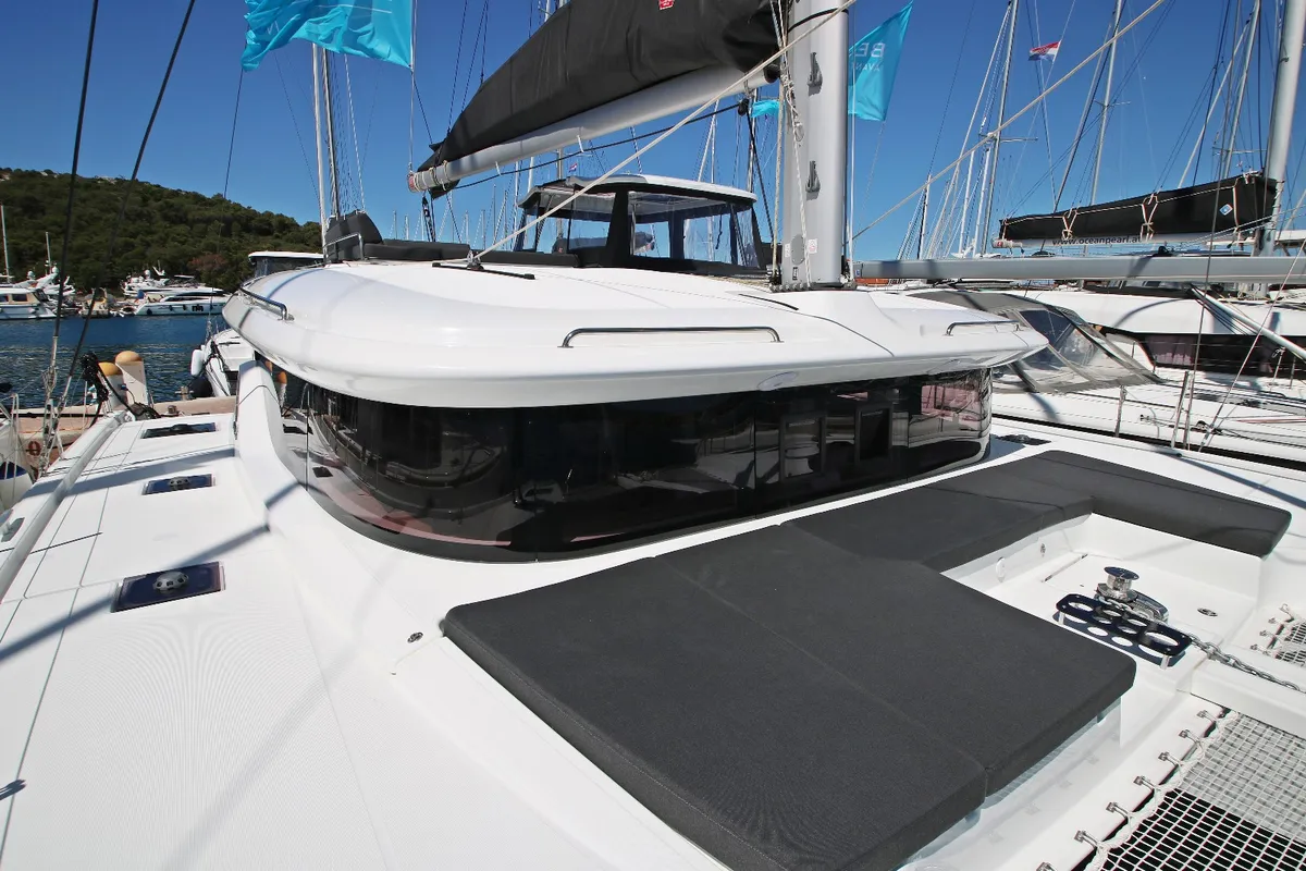 Deck of Solution, a Lagoon 43 catamaran at Rogoznica, Croatia