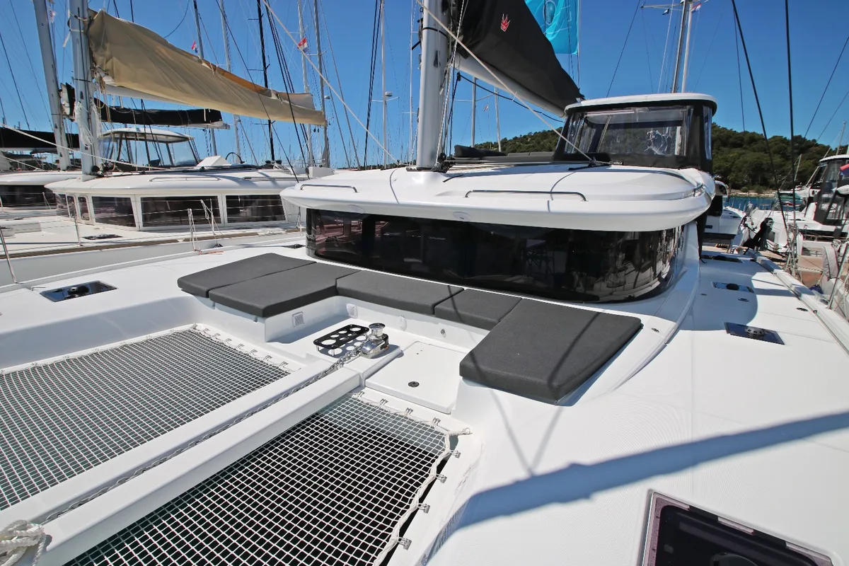 Deck of Solution, a Lagoon 43 catamaran at Rogoznica, Croatia