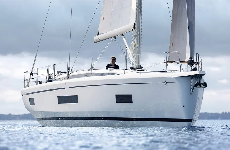 Exterior view of Nevolem, a Bavaria C46 sailboat at Novi Vinodolski, Croatia