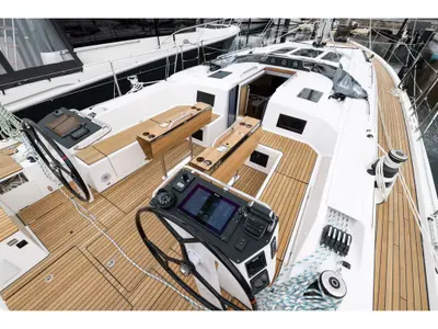 Deck of Nevolem, a Bavaria C46 sailboat at Novi Vinodolski, Croatia