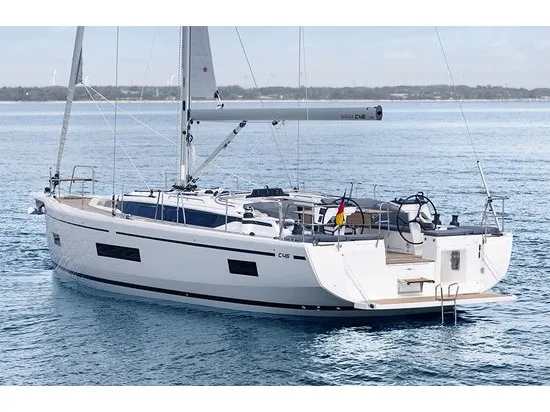 Exterior view of Nevolem, a Bavaria C46 sailboat at Novi Vinodolski, Croatia