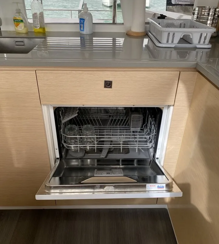 Galley of Sunshine Reggae, a Fountaine Pajot Saba 50 catamaran at Palma de Mallorca, Spain
