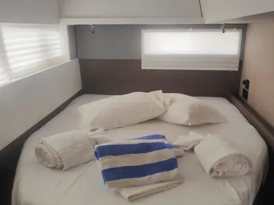 Cabin on Daria, a Leopard 45 catamaran at Procida, Italy