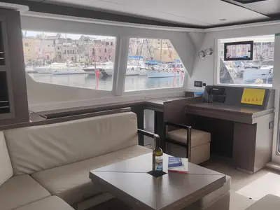 Salon of Daria, a Leopard 45 catamaran at Procida, Italy