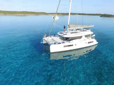 Daria, a Leopard 45 catamaran at Procida, Italy