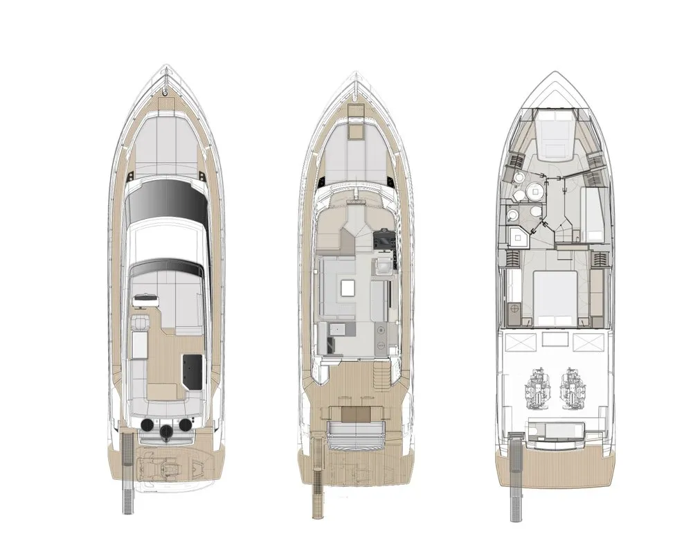 Floor plan of Roch Antonio, a Ferretti Yachts 500 motor yacht at Podstrana - Miljevac, Croatia