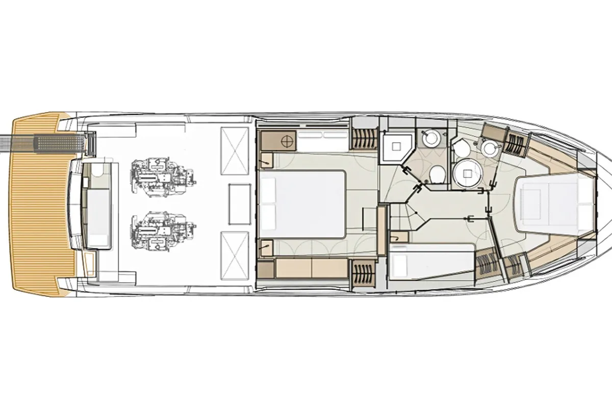 Floor plan of Roch Antonio, a Ferretti Yachts 500 motor yacht at Podstrana - Miljevac, Croatia