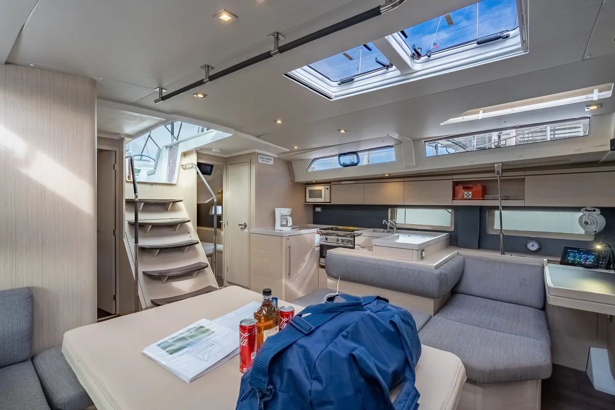 Salon of Sunday Girl, a Beneteau Oceanis 51.1 sailboat at Road Town, British Virgin Islands