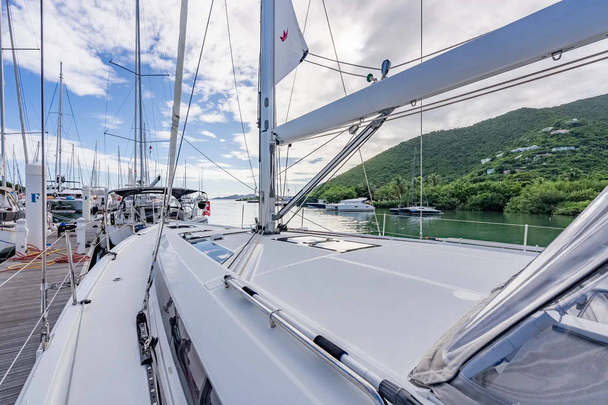 Deck of Sunday Girl, a Beneteau Oceanis 51.1 sailboat at Road Town, British Virgin Islands