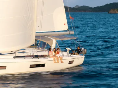 Cockpit of Sunday Girl, a Beneteau Oceanis 51.1 sailboat at Road Town, British Virgin Islands