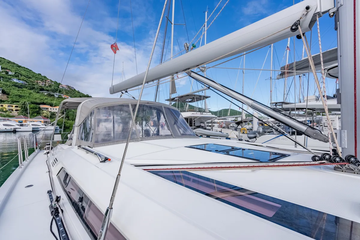 Deck of Sunday Girl, a Beneteau Oceanis 51.1 sailboat at Road Town, British Virgin Islands