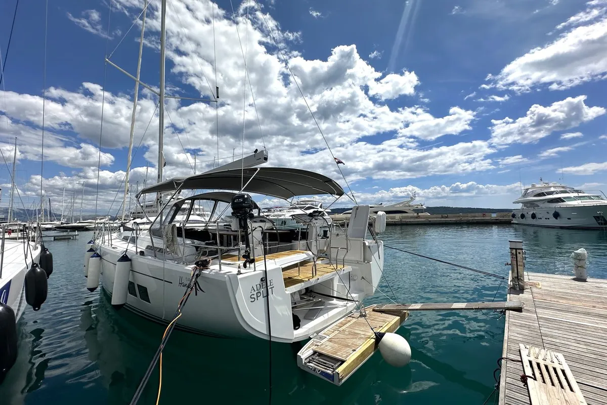 Exterior view of Adele, a Hanse 548 sailboat at Seget Donji, Croatia