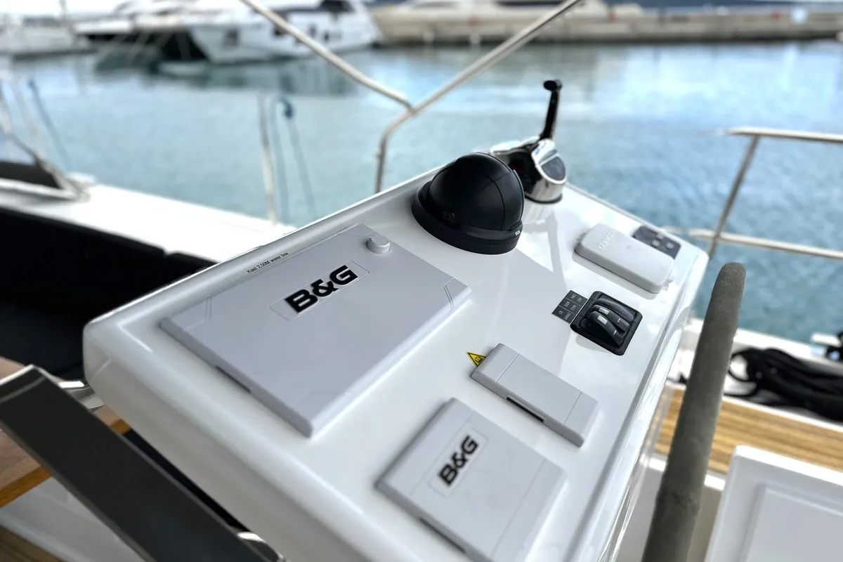 Cockpit of Adele, a Hanse 548 sailboat at Seget Donji, Croatia