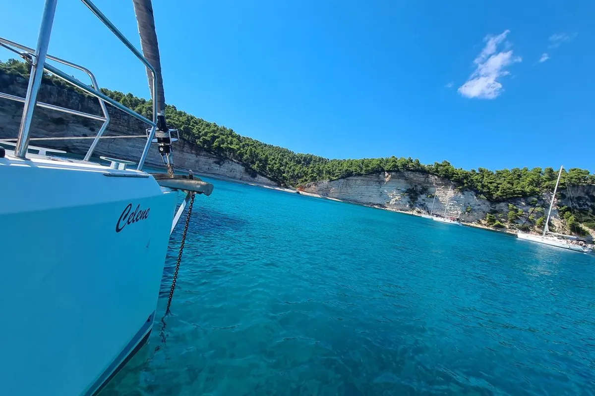 Deck of Celene, a Jeanneau Sun Odyssey 440 sailboat at Volos, Greece