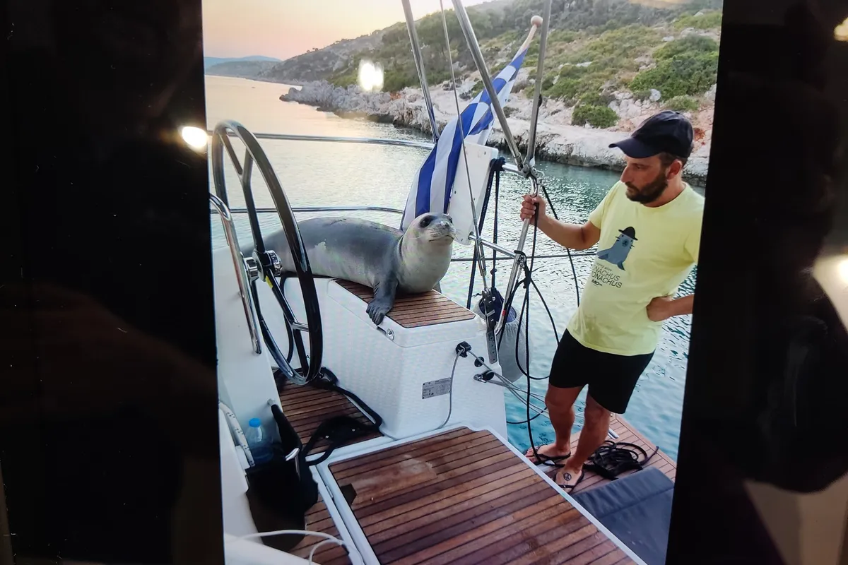 Cockpit of Celene, a Jeanneau Sun Odyssey 440 sailboat at Volos, Greece