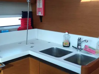 Galley of Celene, a Jeanneau Sun Odyssey 440 sailboat at Volos, Greece