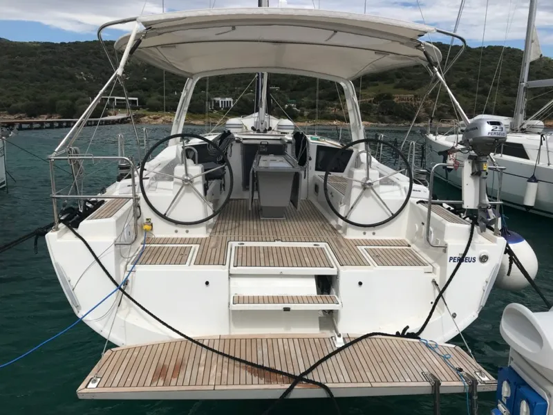 Exterior view of Perseus, a Beneteau Oceanis 41.1 sailboat at Tonnarella, Italy