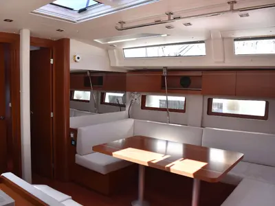 Salon of Euphoria, a Beneteau Oceanis 51.1 sailboat at Lavreotiki Municipal Unit, Greece