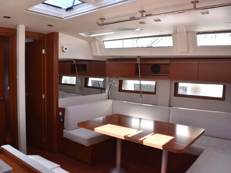 Salon of Euphoria, a Beneteau Oceanis 51.1 sailboat at Lavreotiki Municipal Unit, Greece