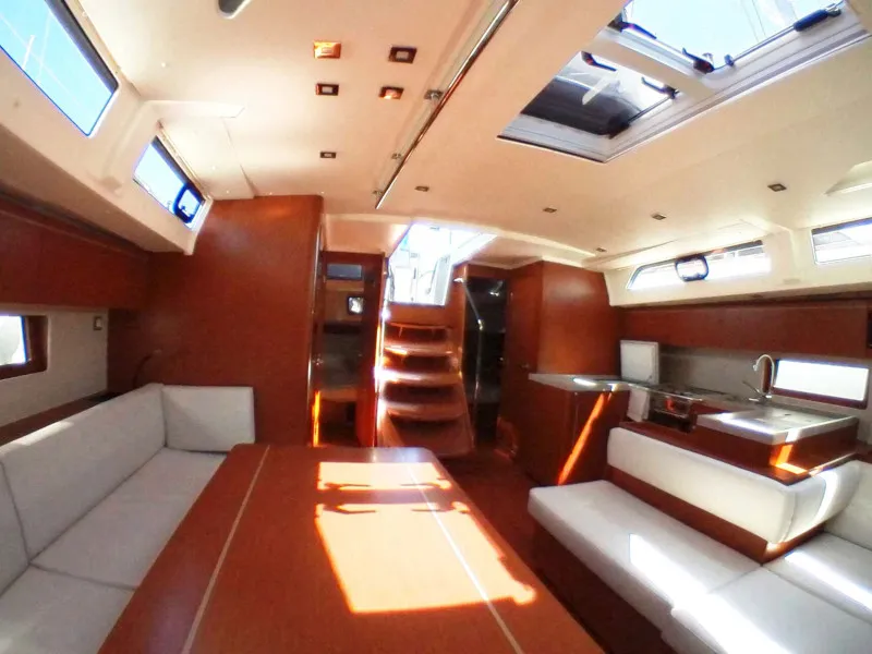 Salon of Euphoria, a Beneteau Oceanis 51.1 sailboat at Lavreotiki Municipal Unit, Greece