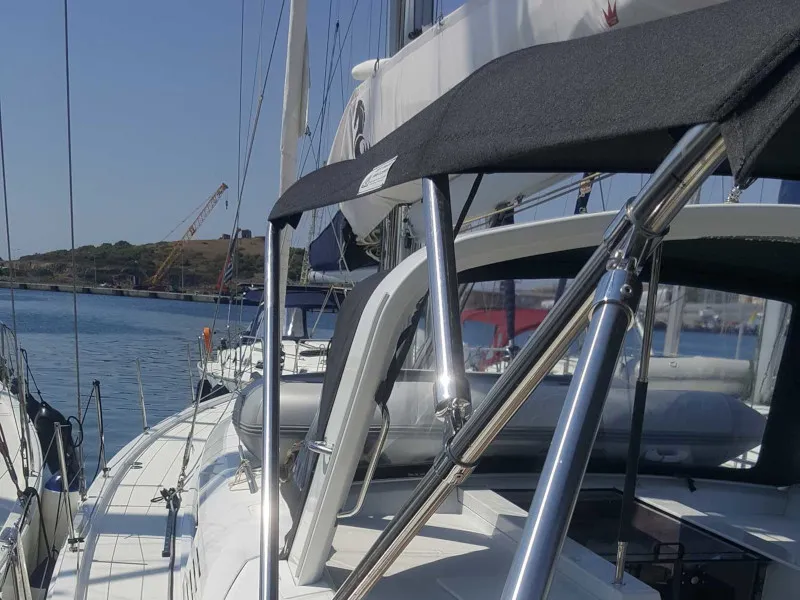 Exterior view of Euphoria, a Beneteau Oceanis 51.1 sailboat at Lavreotiki Municipal Unit, Greece