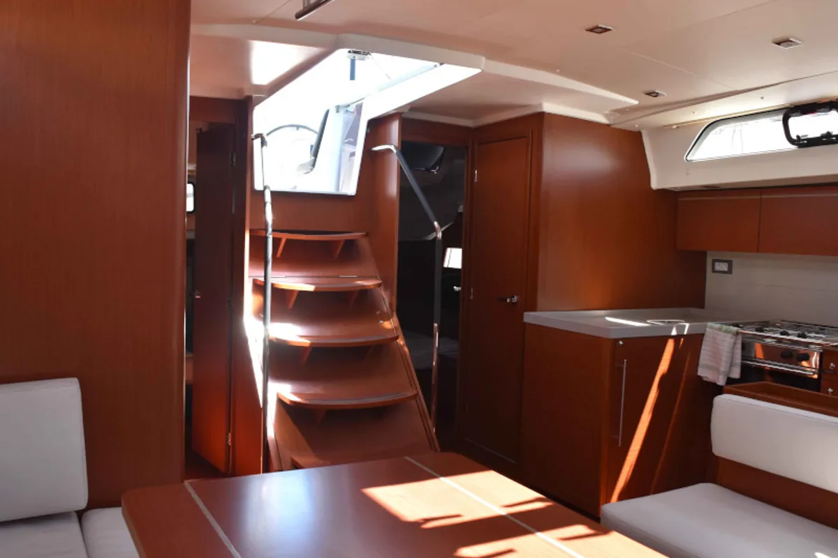 Salon of Euphoria, a Beneteau Oceanis 51.1 sailboat at Lavreotiki Municipal Unit, Greece