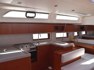 Galley of Euphoria, a Beneteau Oceanis 51.1 sailboat at Lavreotiki Municipal Unit, Greece