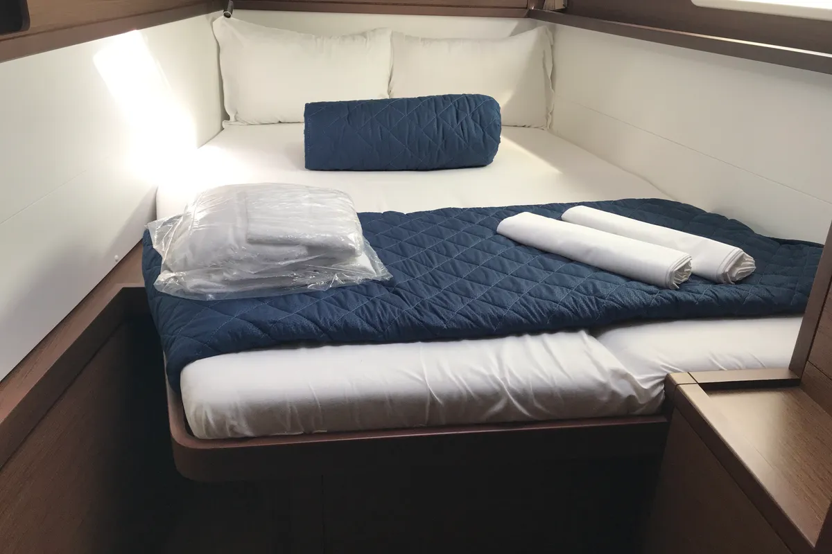 Cabin on Cor Caroli, a Lagoon 450 Fly catamaran at Rosignano Solvay, Italy